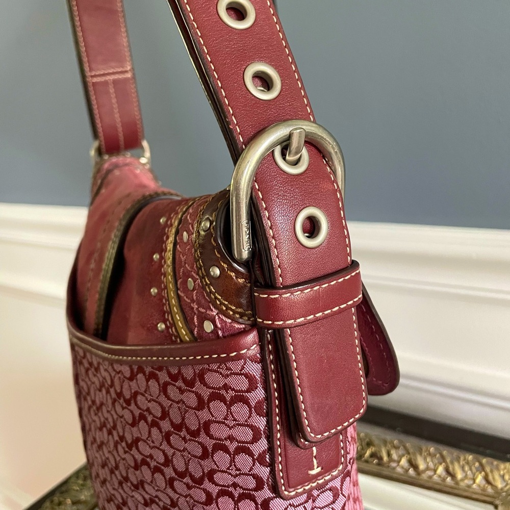 Coach Burgundy and Pink Shoulder Bag Matching Wallet Included. - Picture 8 of 12